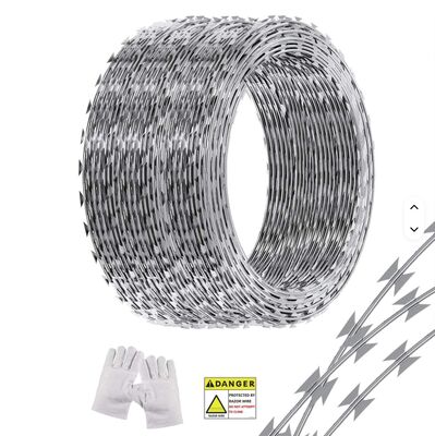 High Tensile Strength Hot Dipped Galvanized Razor Barbed Wire Concertina Coils 450mm Diameter